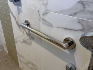 Grab bar on porcelain tile